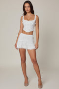 Embellished Mid-Rise A-Line Mini Skirt in White