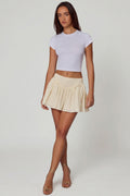 Bow-Detail Broderie Anglaise Mini Skirt in Ivory
