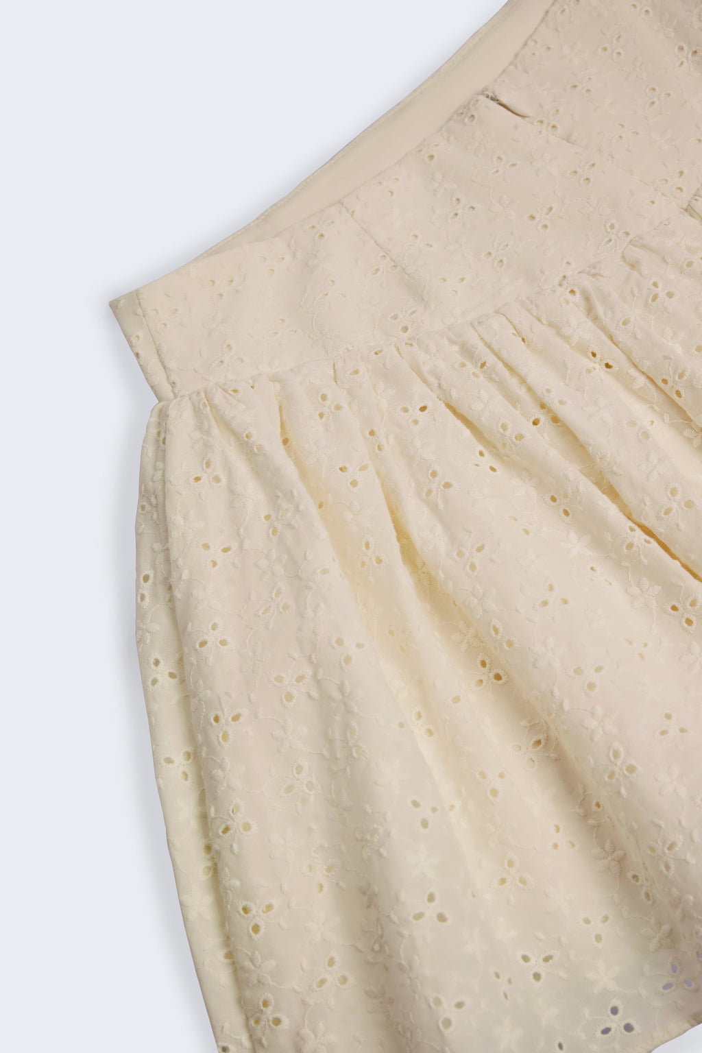 Bow-Detail Broderie Anglaise Mini Skirt in Ivory