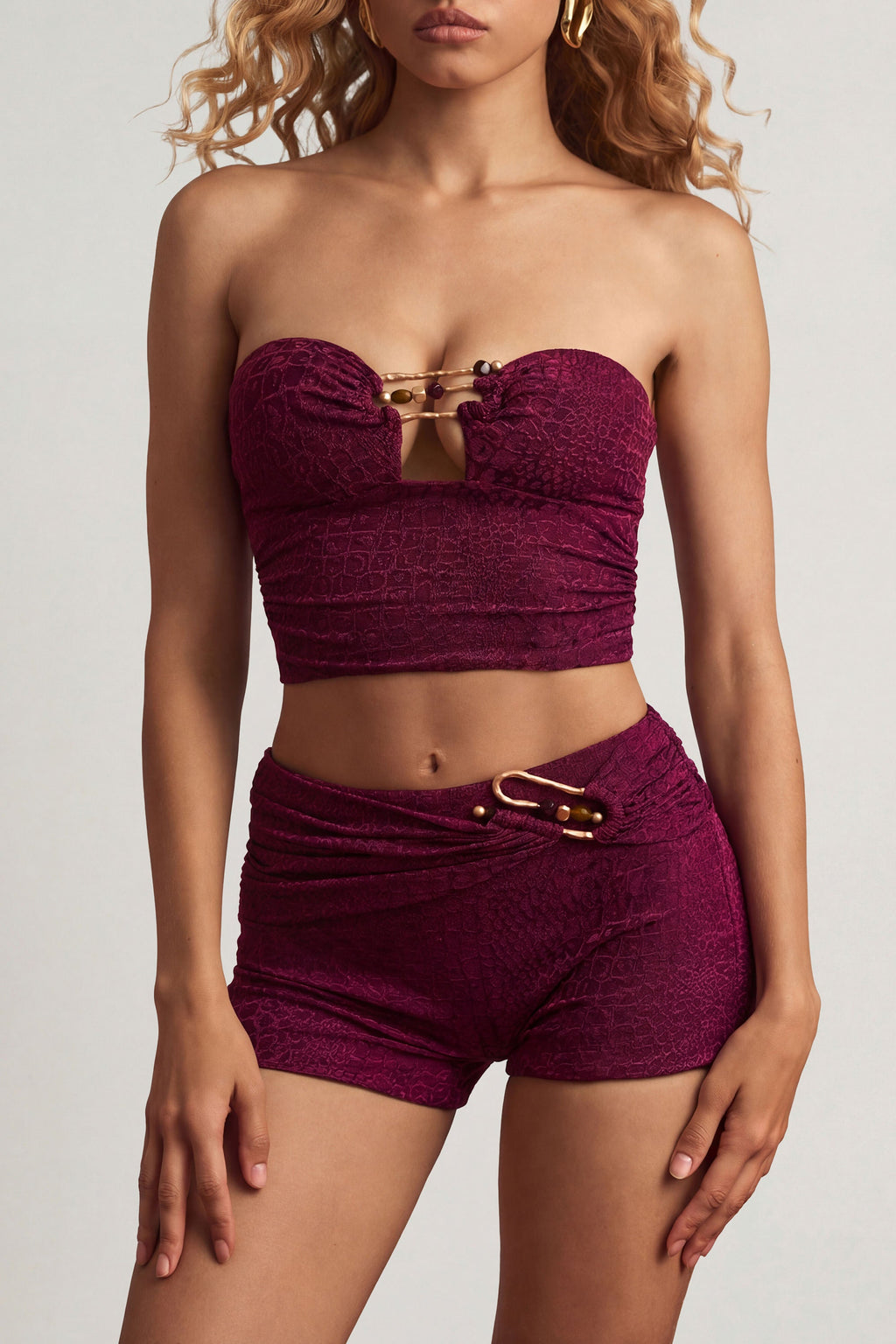 Mid-Rise Shorts in Berry Purple