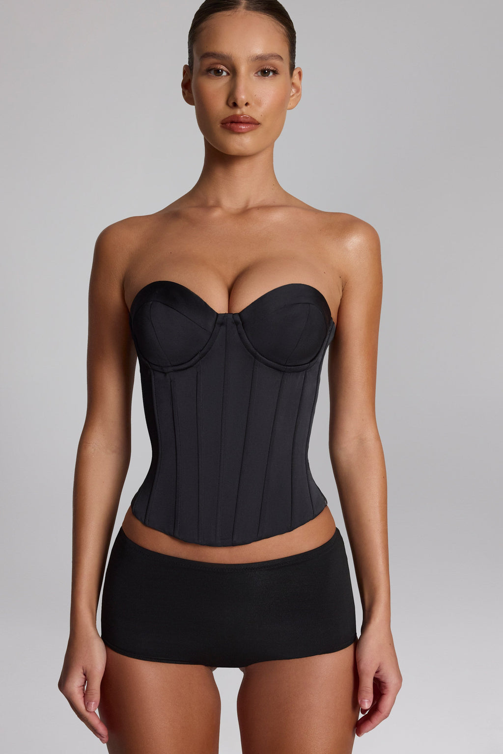 Slinky Jersey Low-Rise Hot Pants in Black