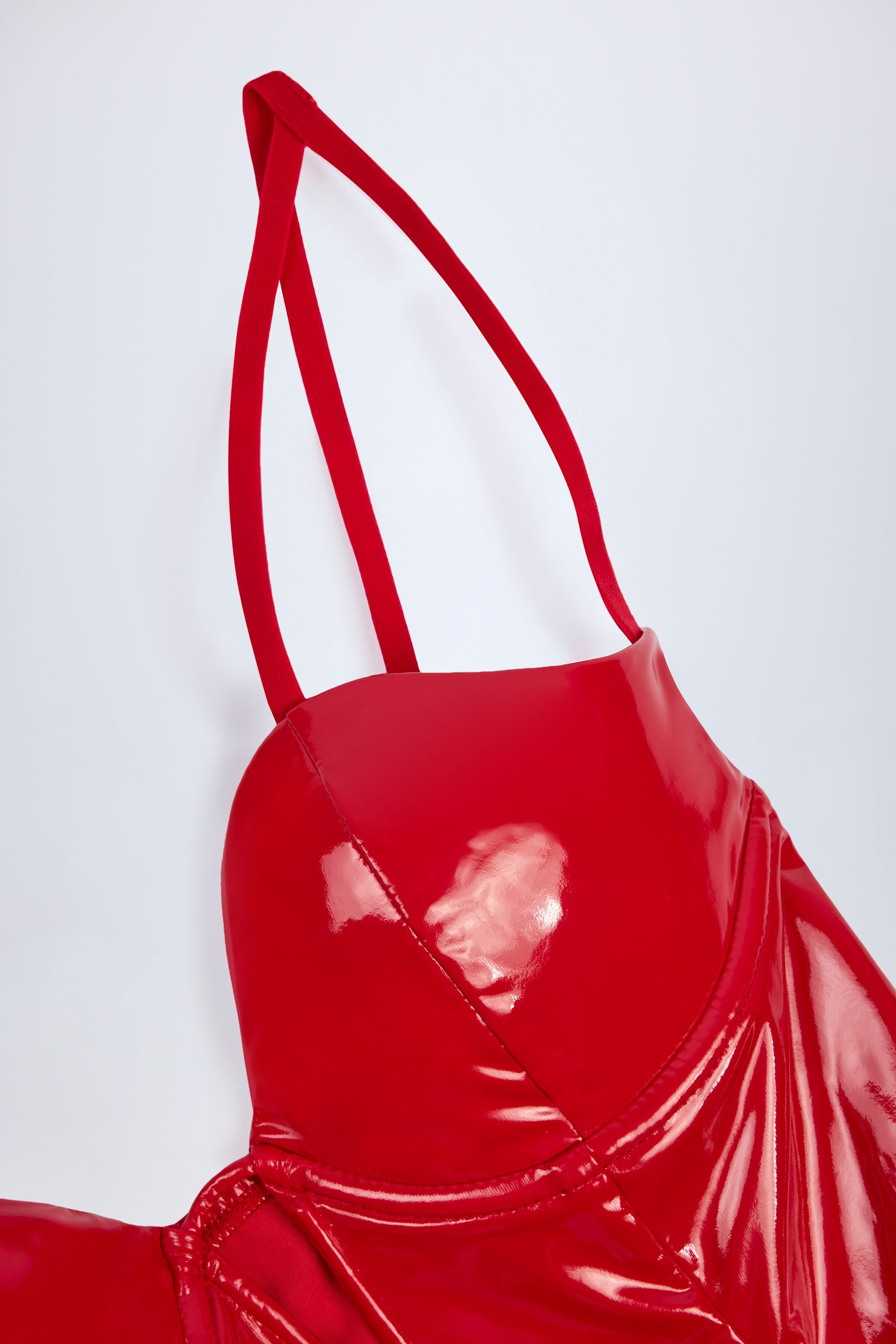 Vinyl Corset Mini Dress in Fire Red