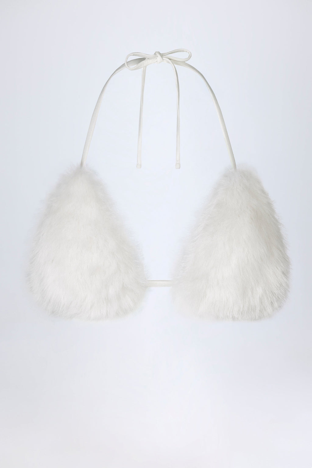 Faux Fur Triangle Bralette in White