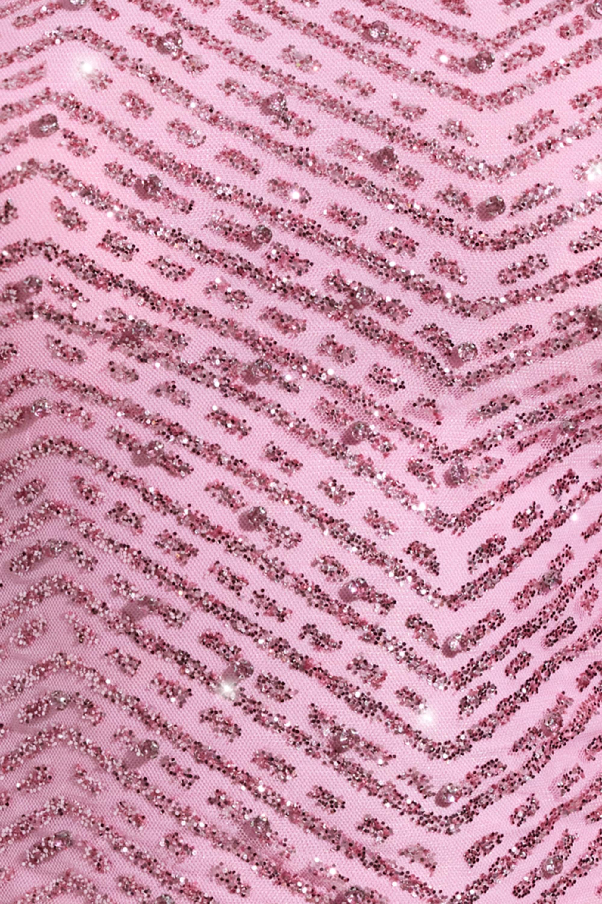 Embellished Asymmetric Scarf-Detail Top in Pink