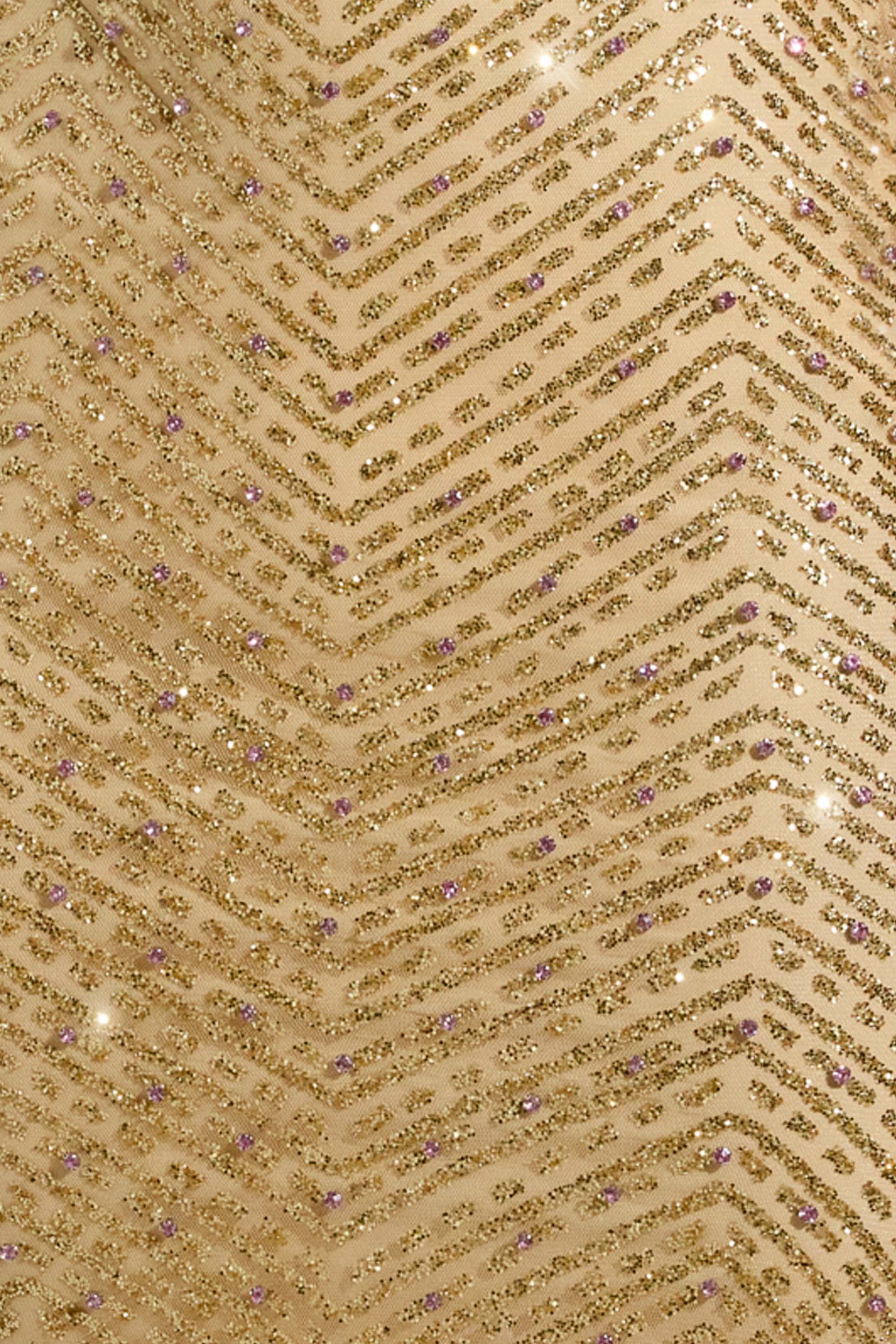 Embellished Scoop-Neck Thigh-Split Maxi Dress in Gold