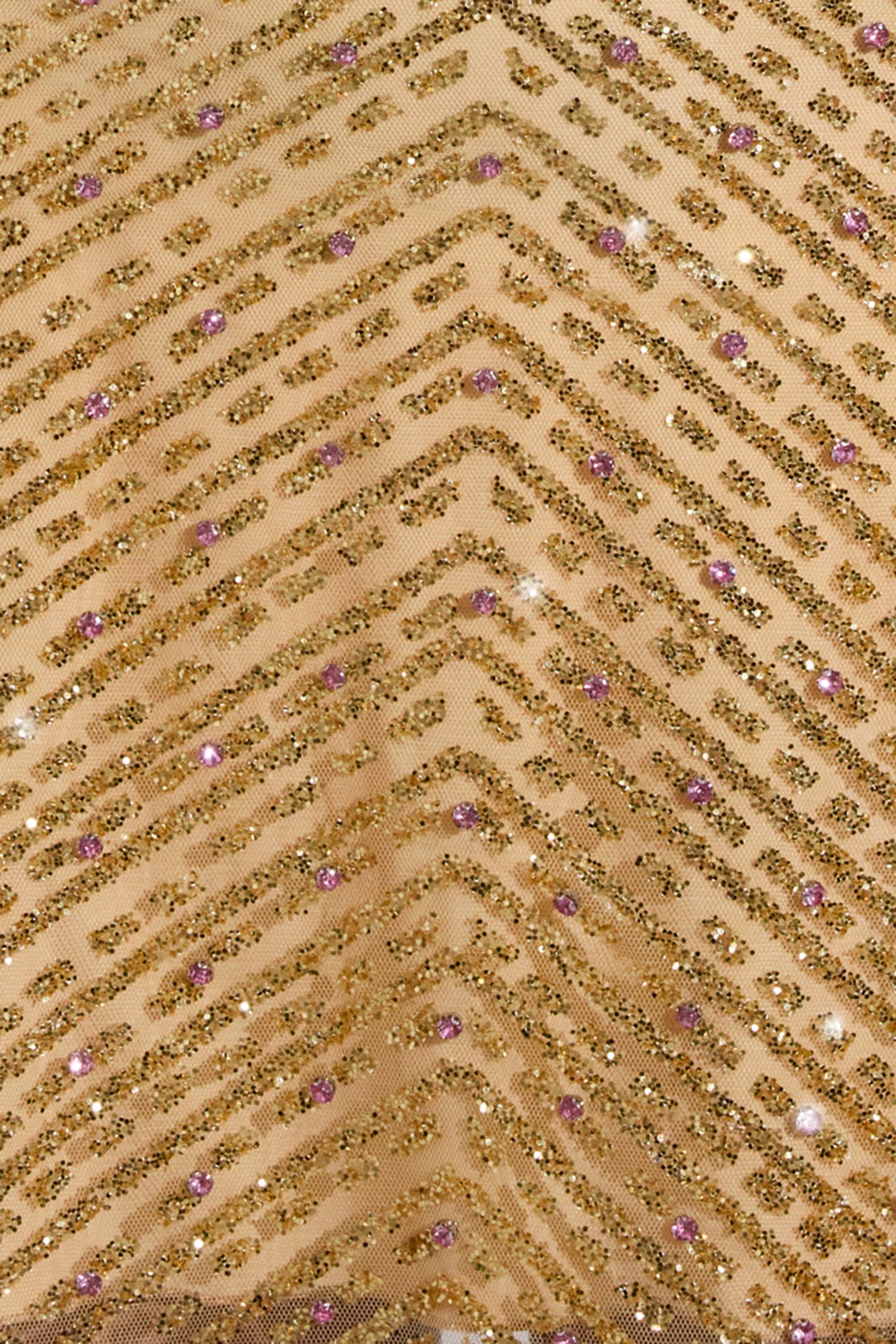 Embellished Low-Rise A-Line Micro Mini Skirt in Gold