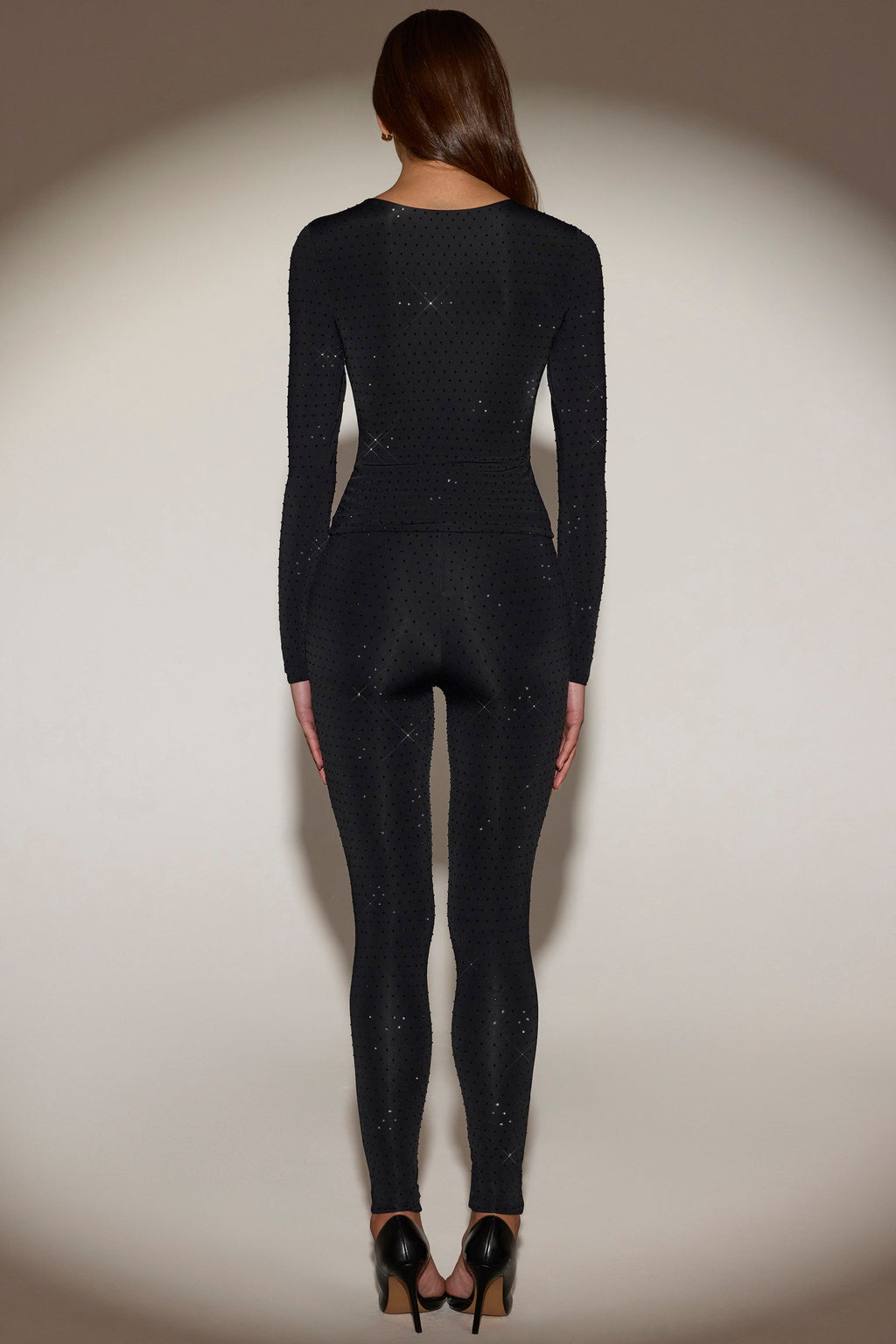 Embellished Jersey High-Waisted Leggings in Black