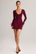 Modal Long-Sleeve Mini Dress in Wine