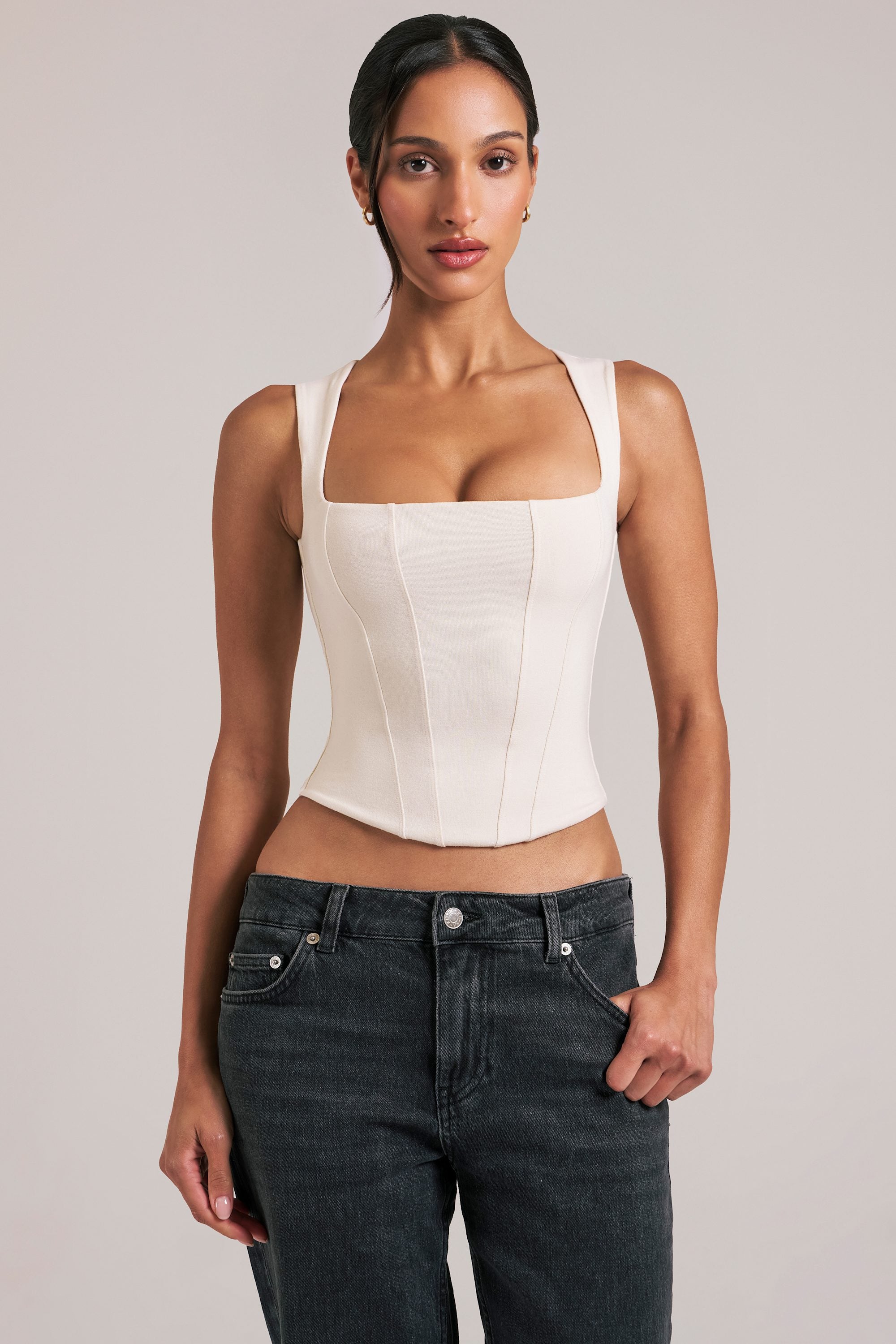 Modal Square-Neck Top in Ivory