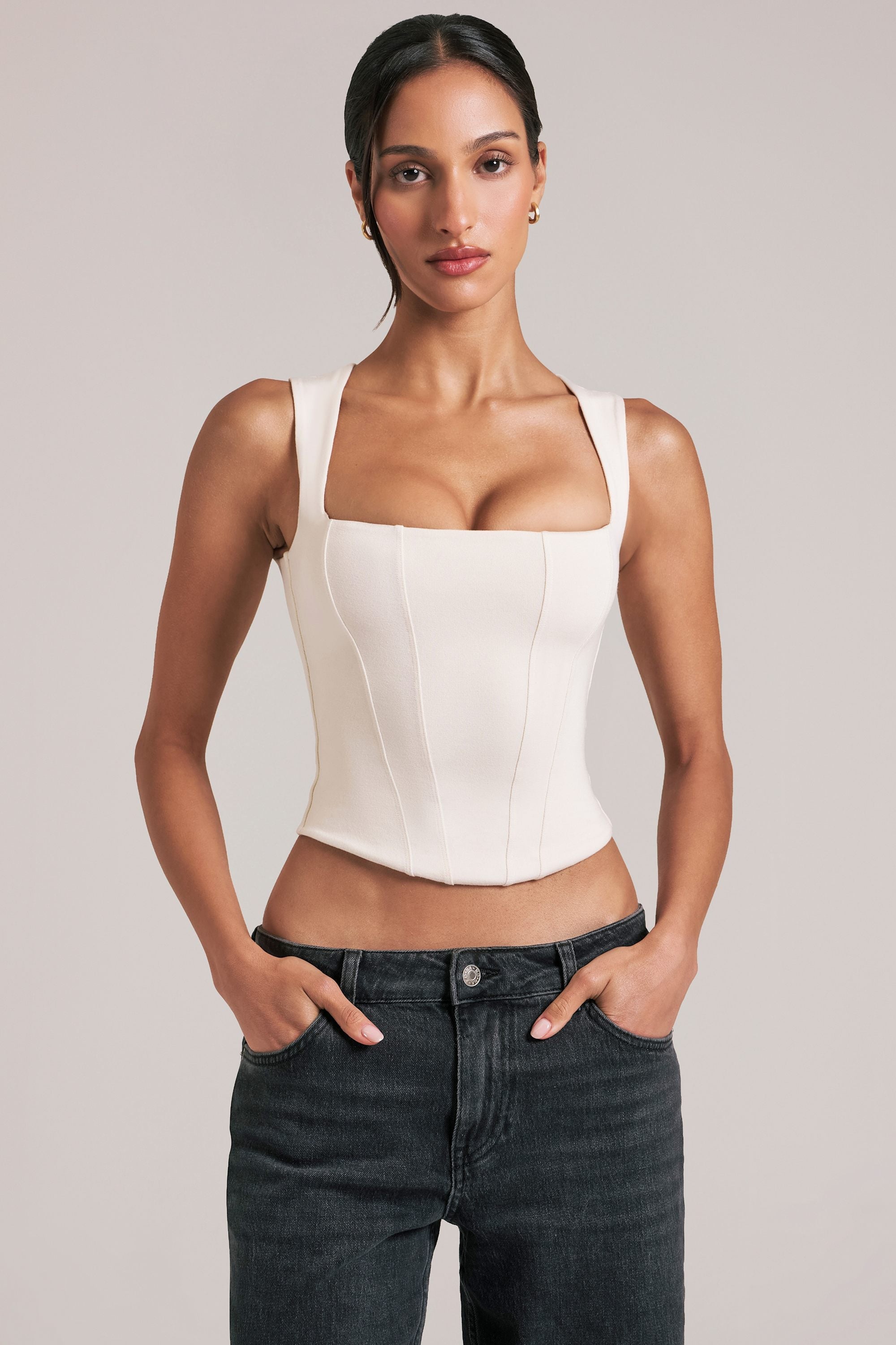 Modal Square-Neck Top in Ivory