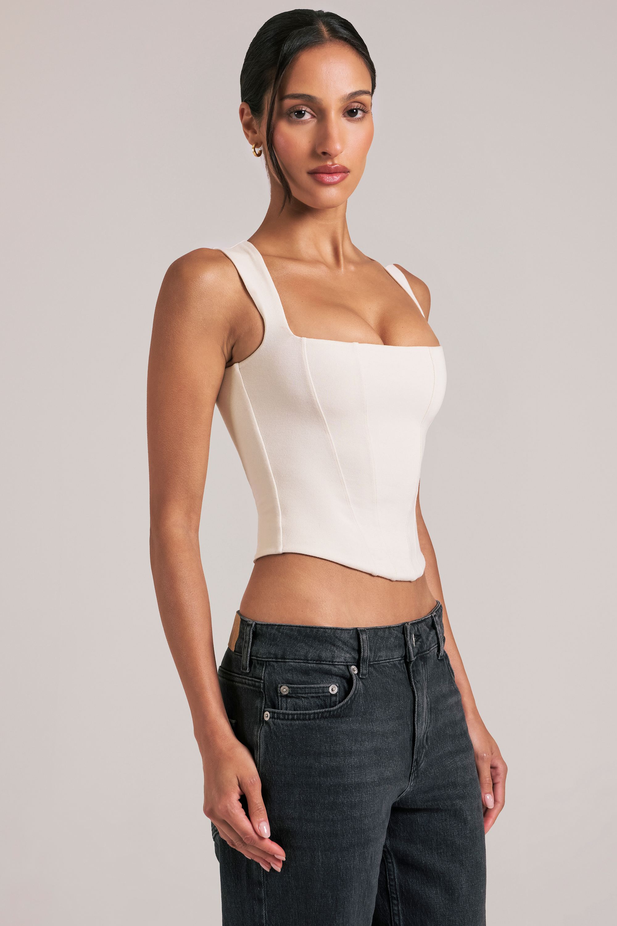 Modal Square-Neck Top in Ivory