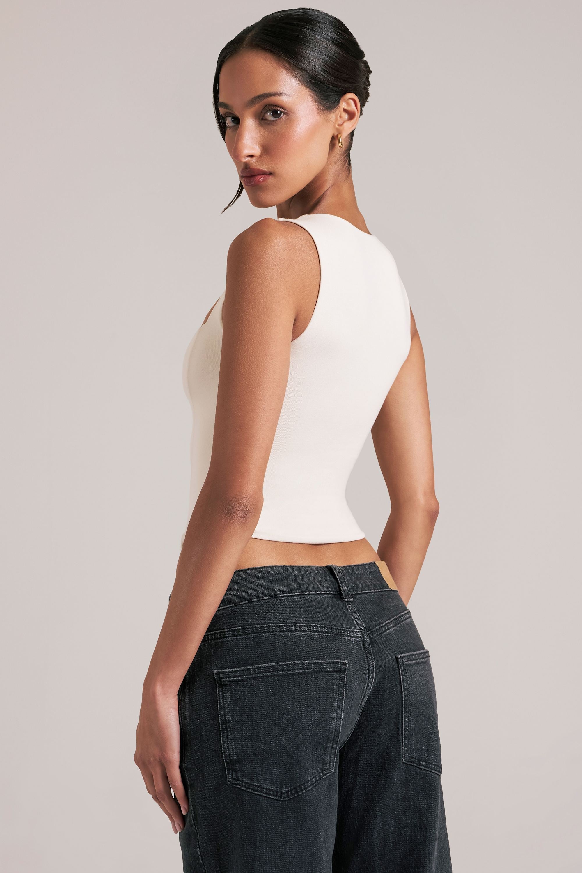 Modal Square-Neck Top in Ivory