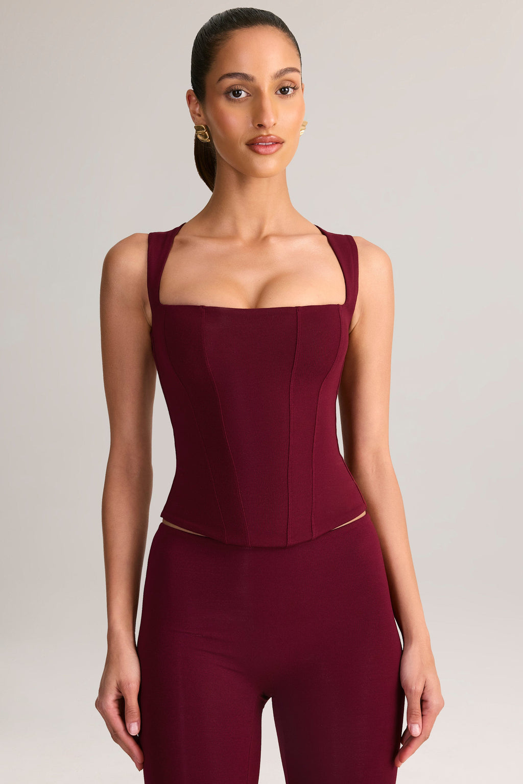 Modal Square-Neck Top in Wine