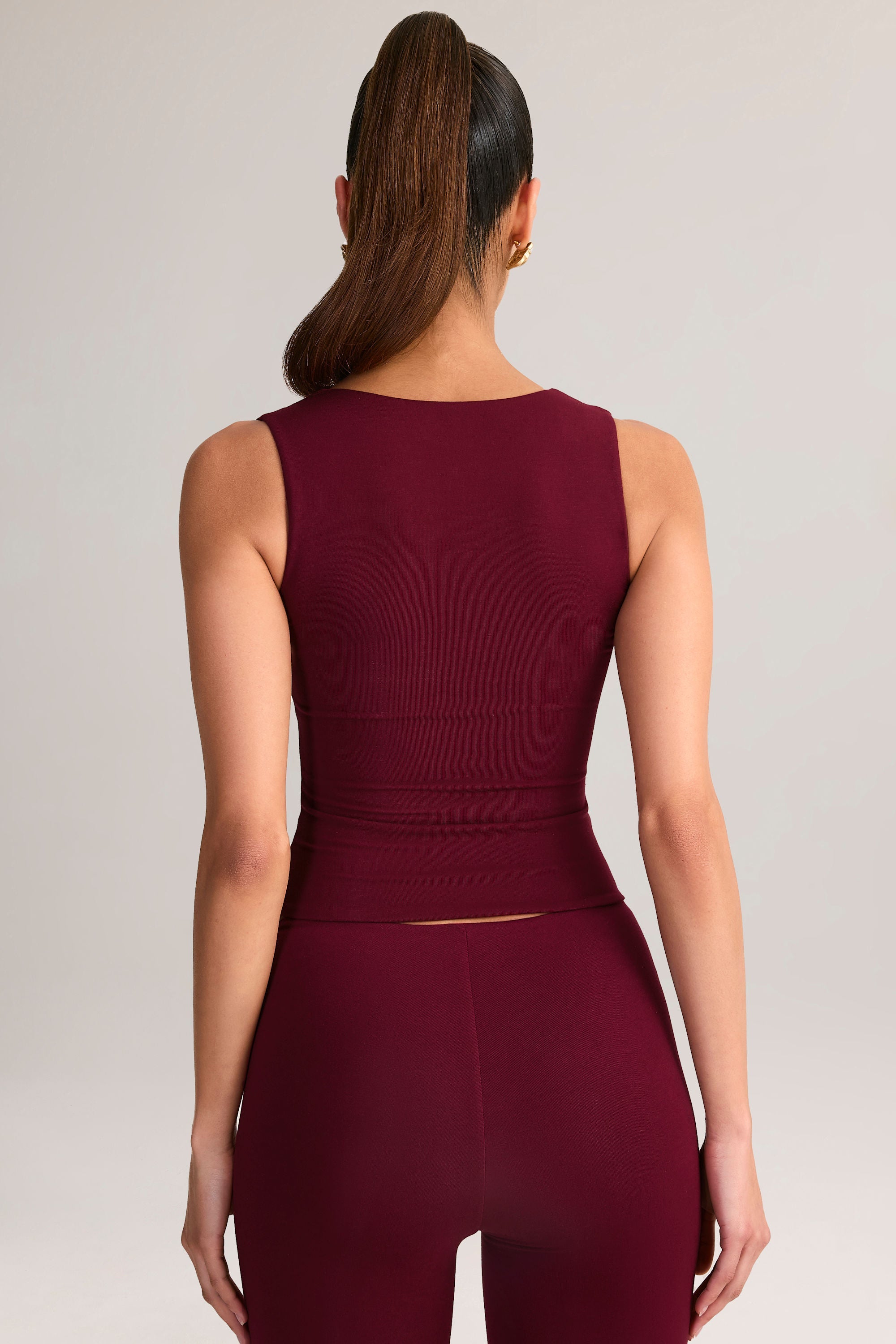 Modal Square-Neck Top in Wine