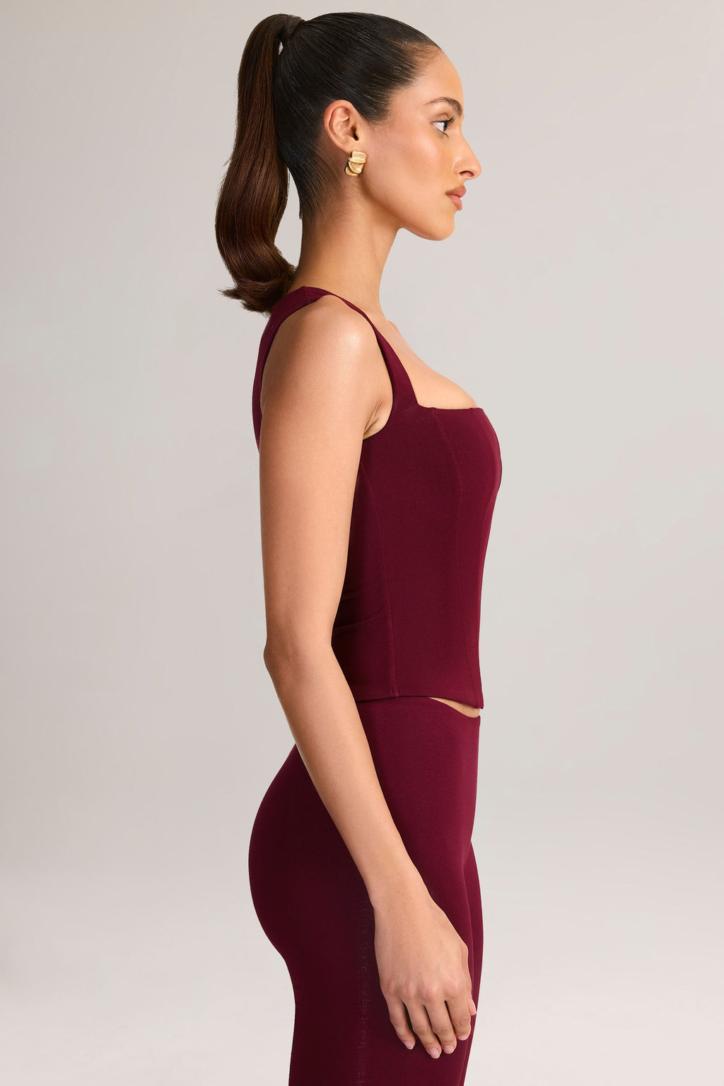 Modal Square-Neck Top in Wine