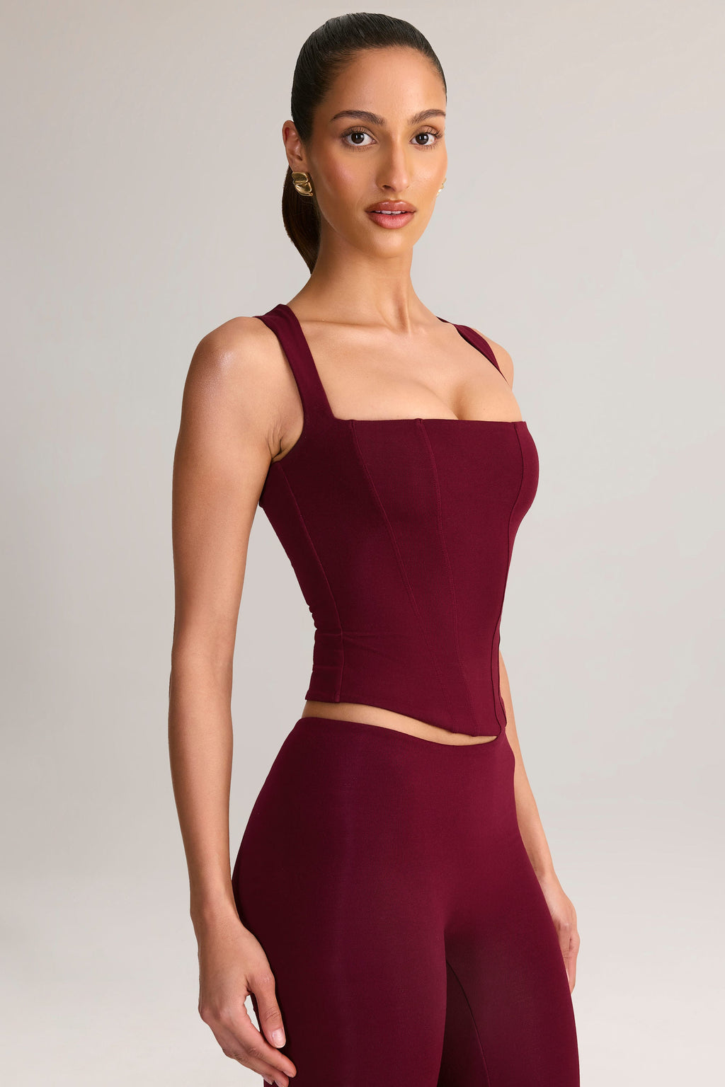 Modal Square-Neck Top in Wine