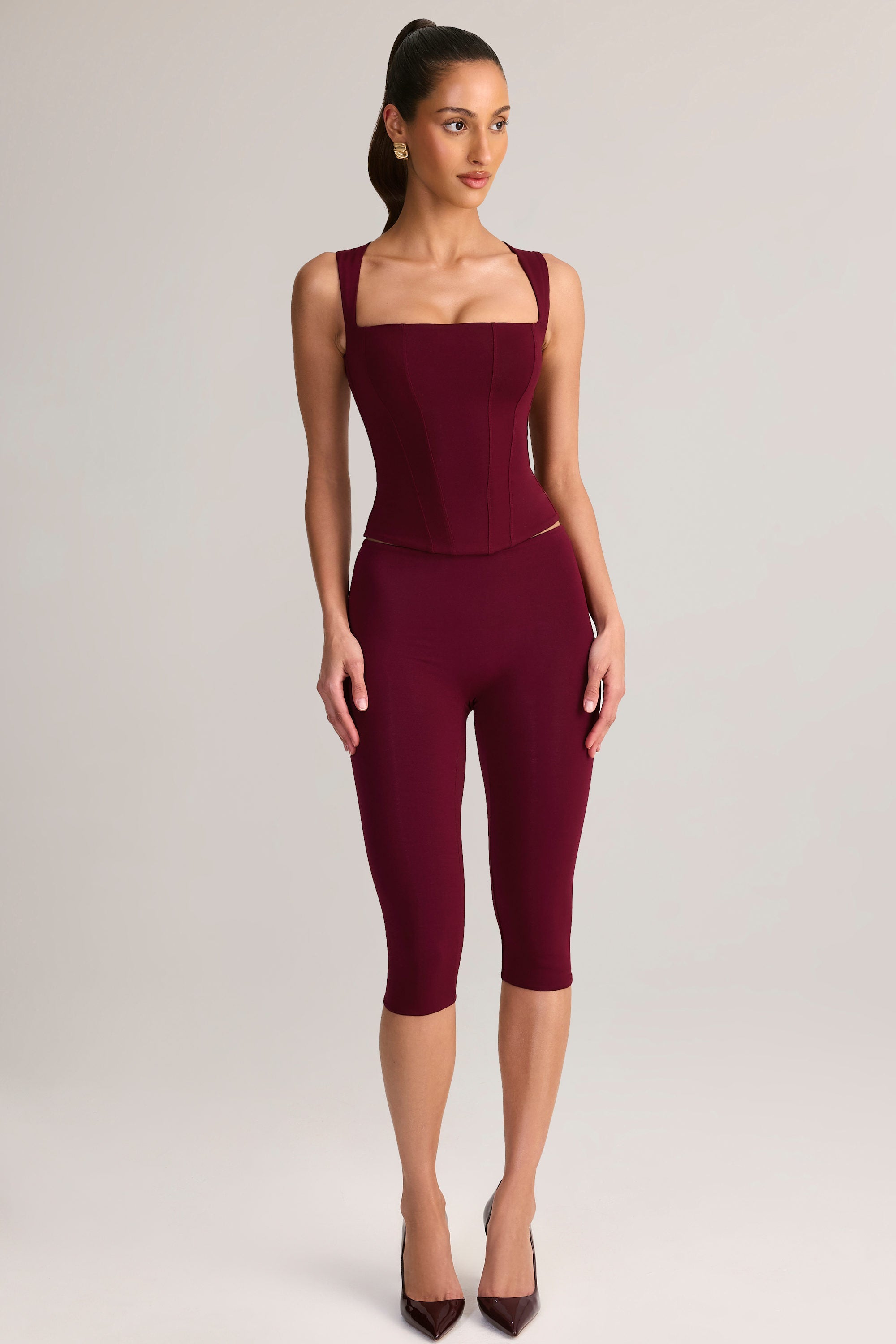 Modal Square-Neck Top in Wine