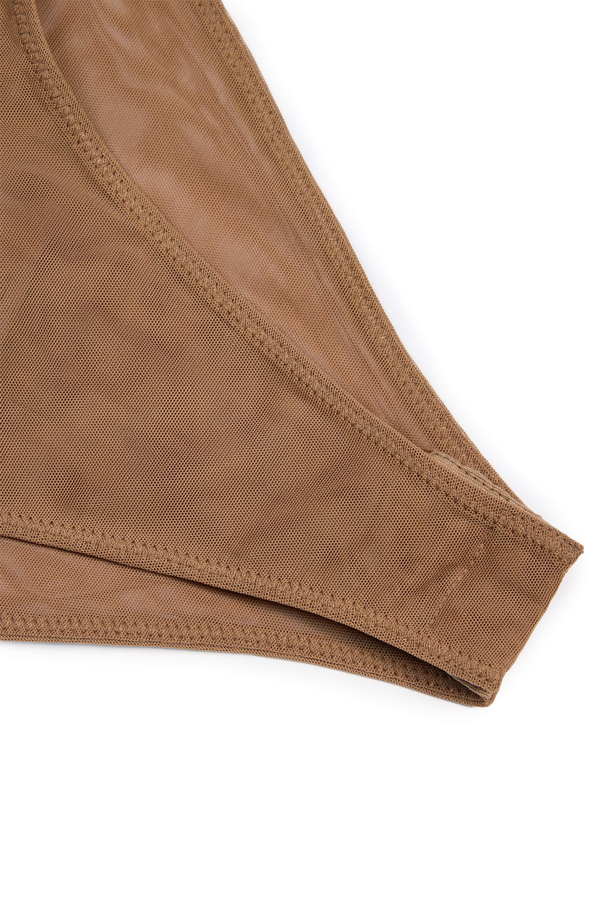 Soft Mesh Invisible Strap Thong Bodysuit in Almond