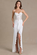 Premium Embellished Lace Corset Gown in White