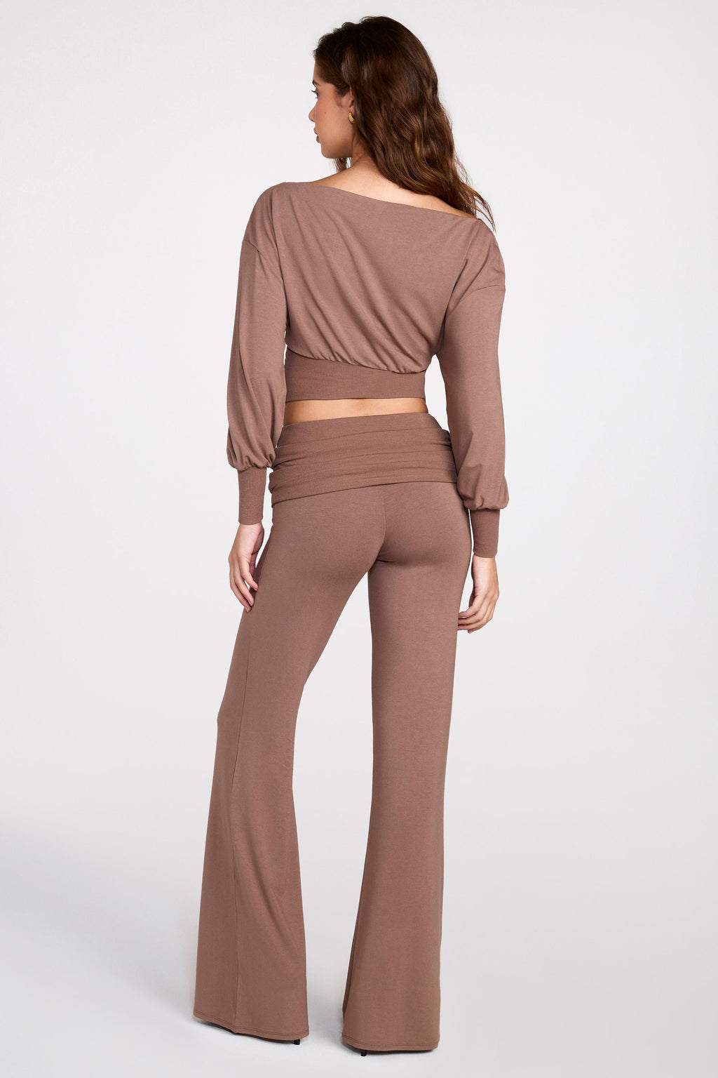 Modal Low-Rise Straight-Leg Trousers in Mocha