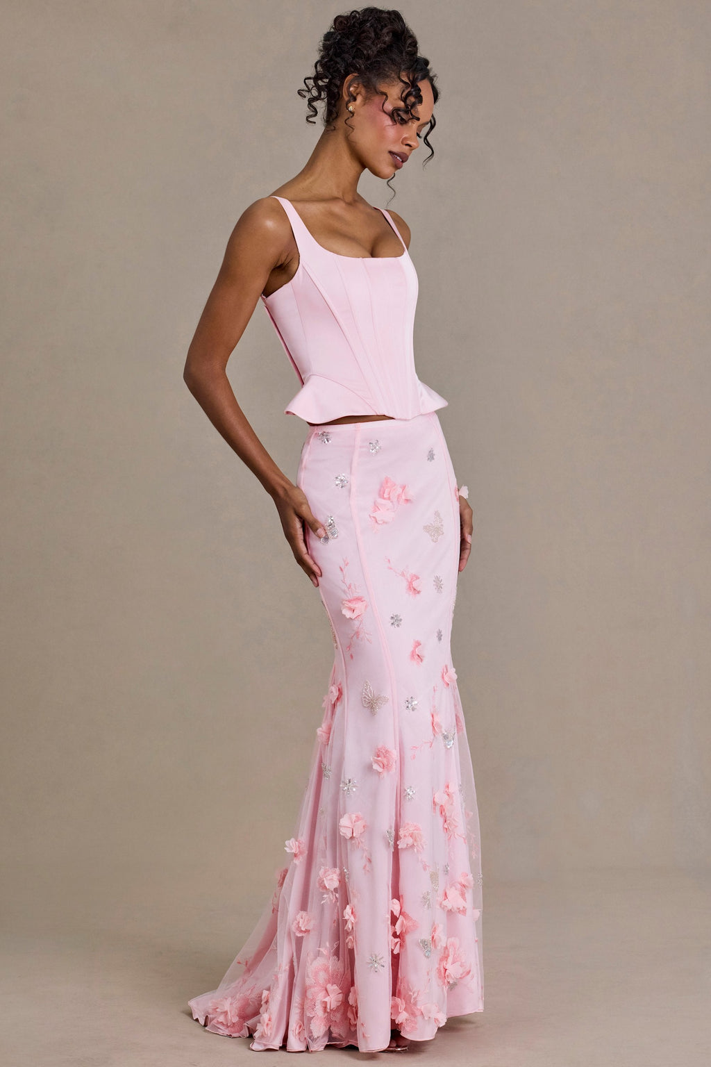 Premium Embellished Tulle Skirt in Baby Pink