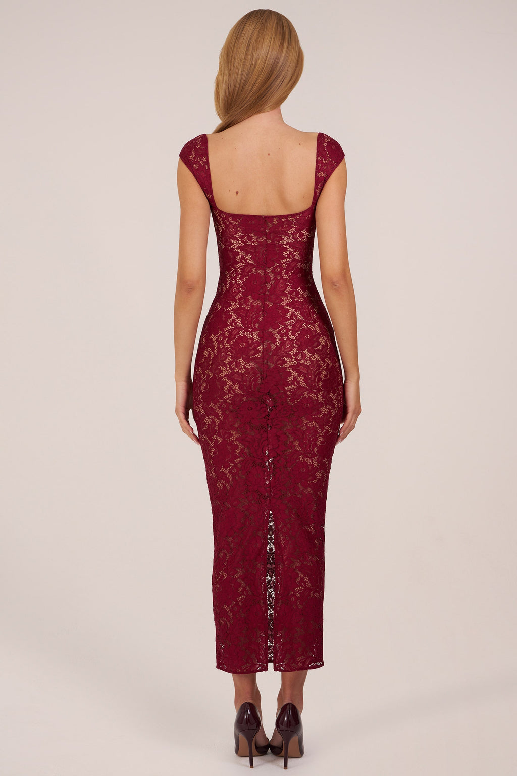 Sweetheart-Neck Maxi Dress in Cherry Red