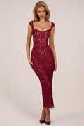 Sweetheart-Neck Maxi Dress in Cherry Red