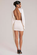 Draped Cape Mini Dress  in Ivory