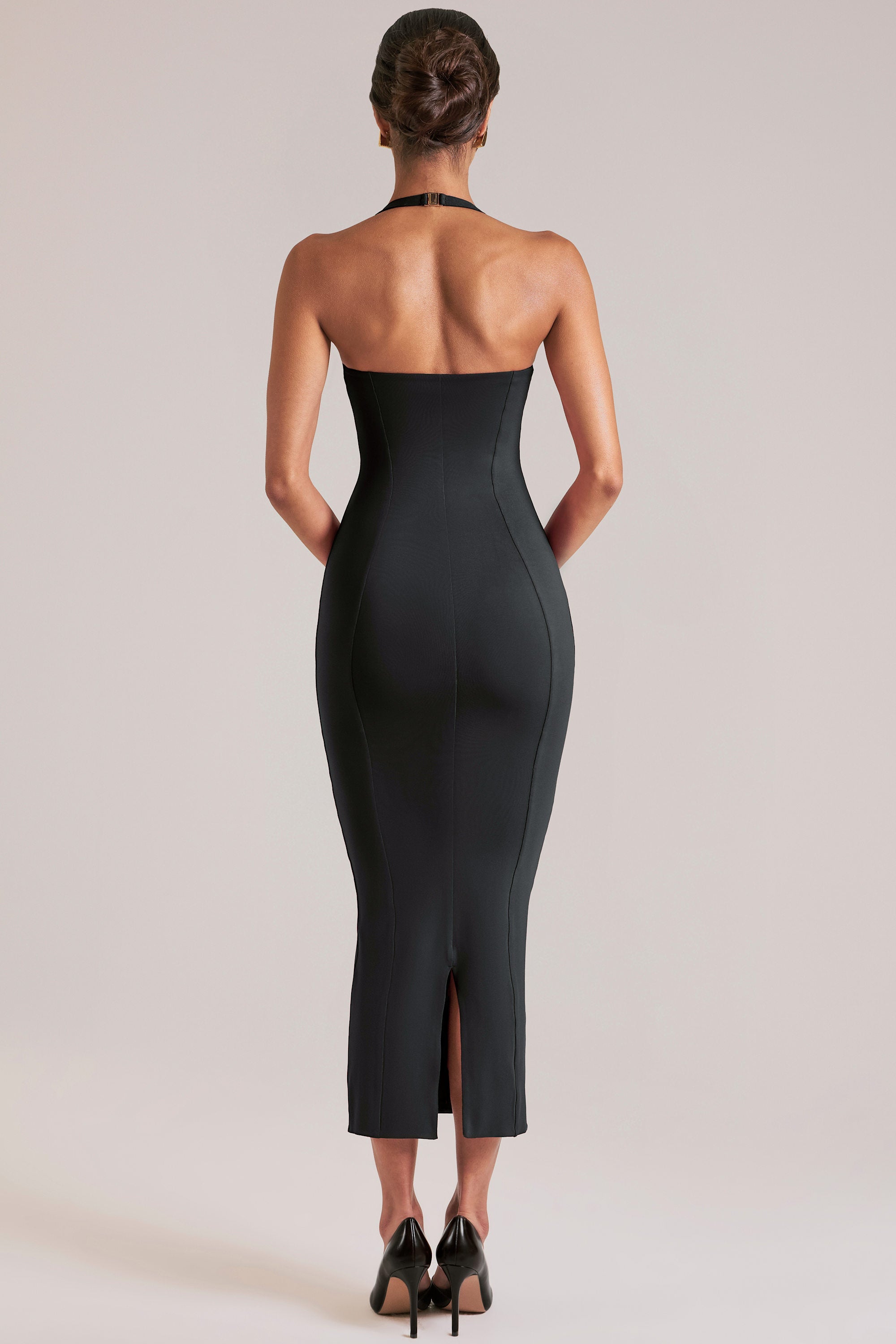 Halterneck Midaxi Dress in Black