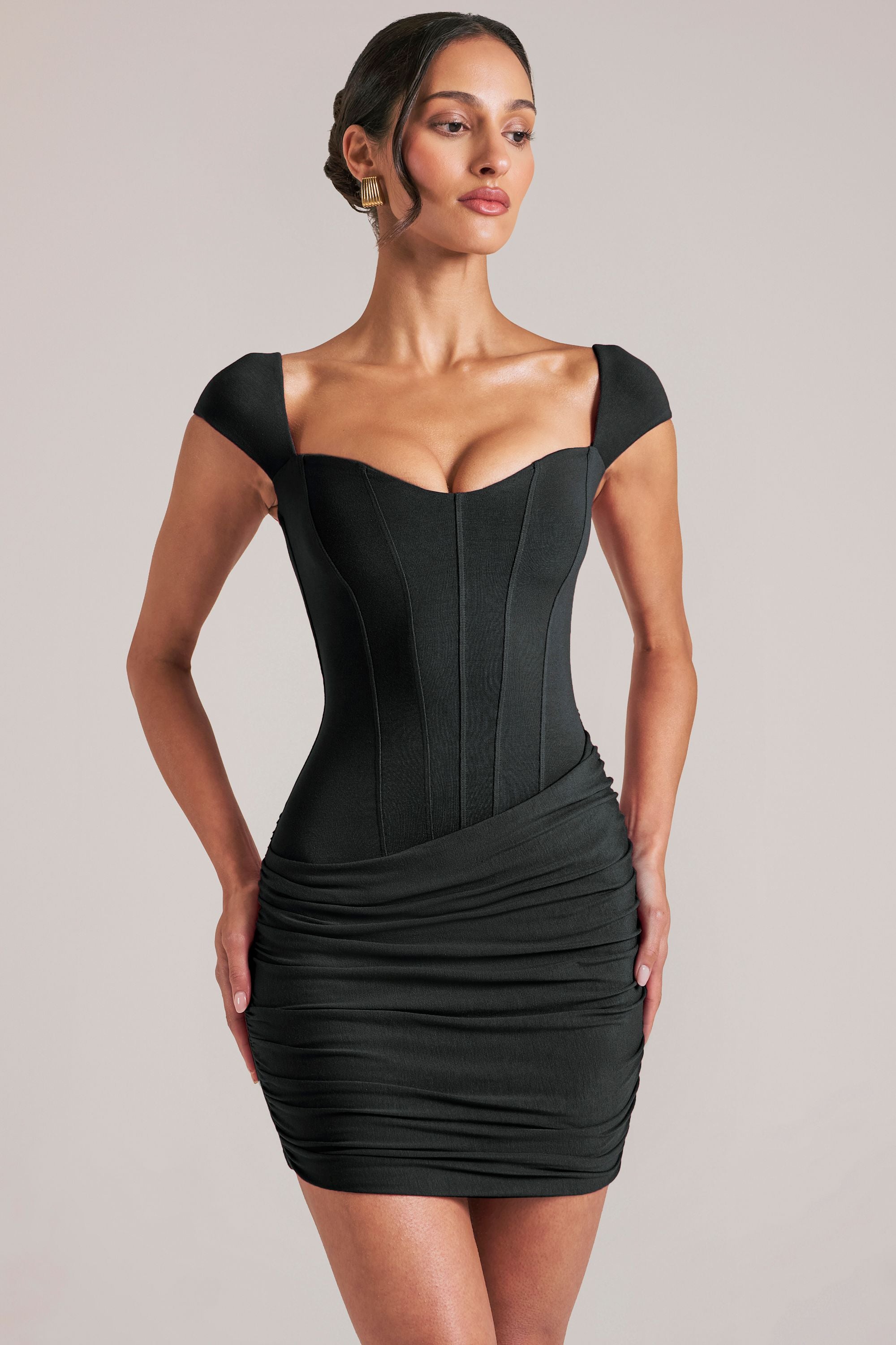 Sweetheart Neckline Mini Dress in Black