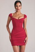 Sweetheart Neckline Mini Dress in Cherry Red