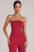 Bandeau Longline Top in Cherry Red