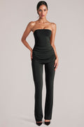 Mid-Rise Fitted Trousers  in Black