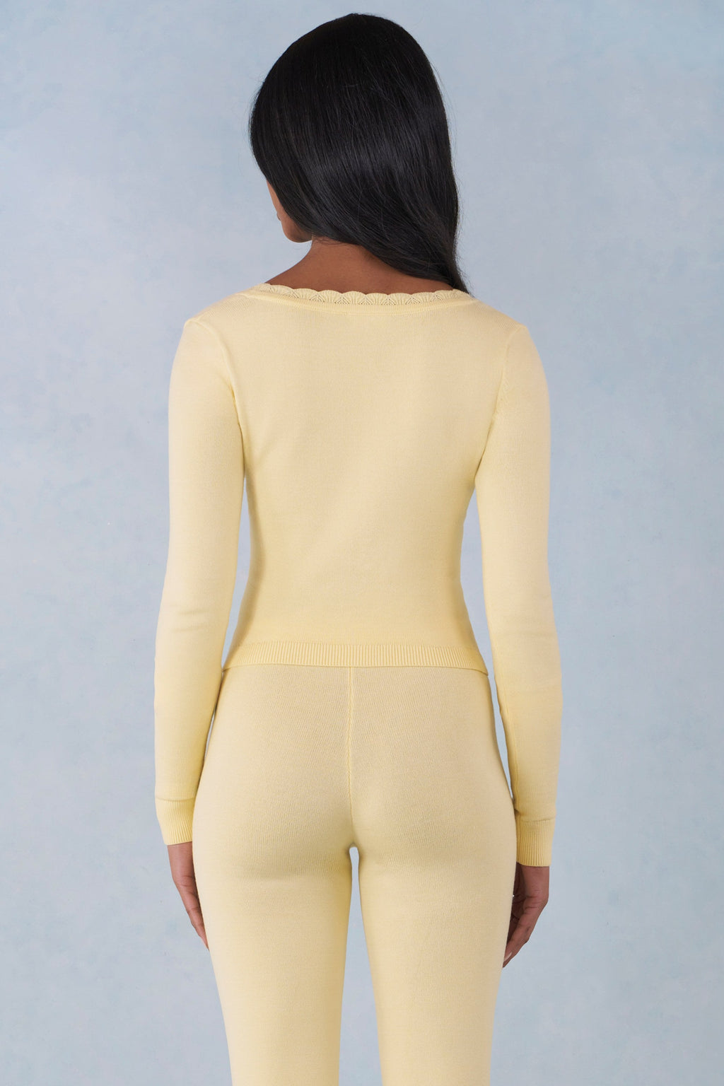 Knit Long-Sleeve Cardigan in Butter Yellow