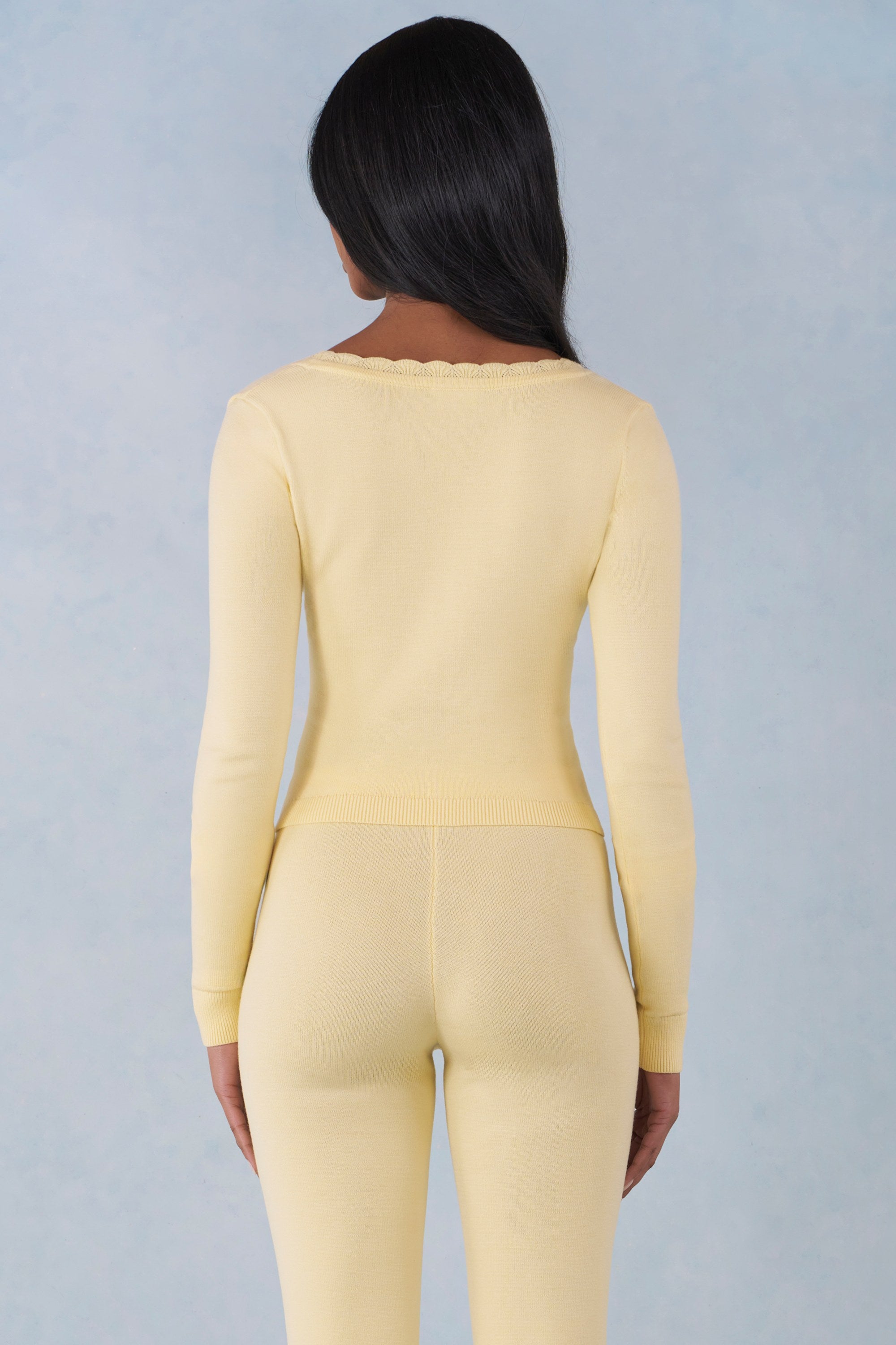 Knit Long-Sleeve Cardigan in Butter Yellow