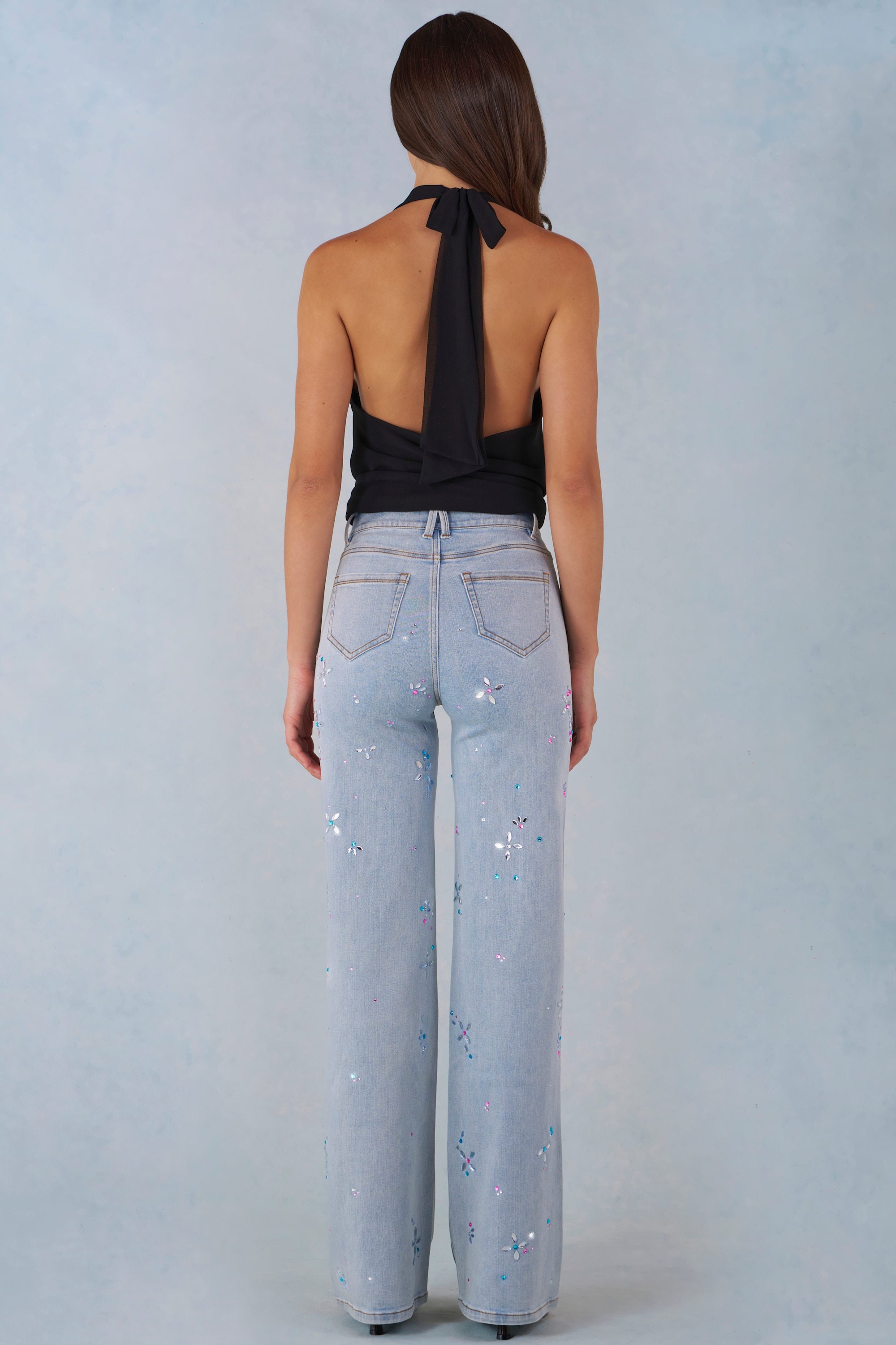 Mid-Rise Straight-Leg Jeans in Light Denim