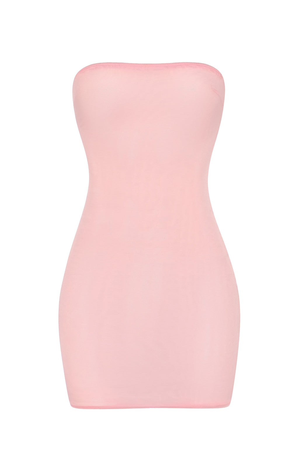 Soft Sheer-Mesh Bandeau Mini Slip Dress in Pink