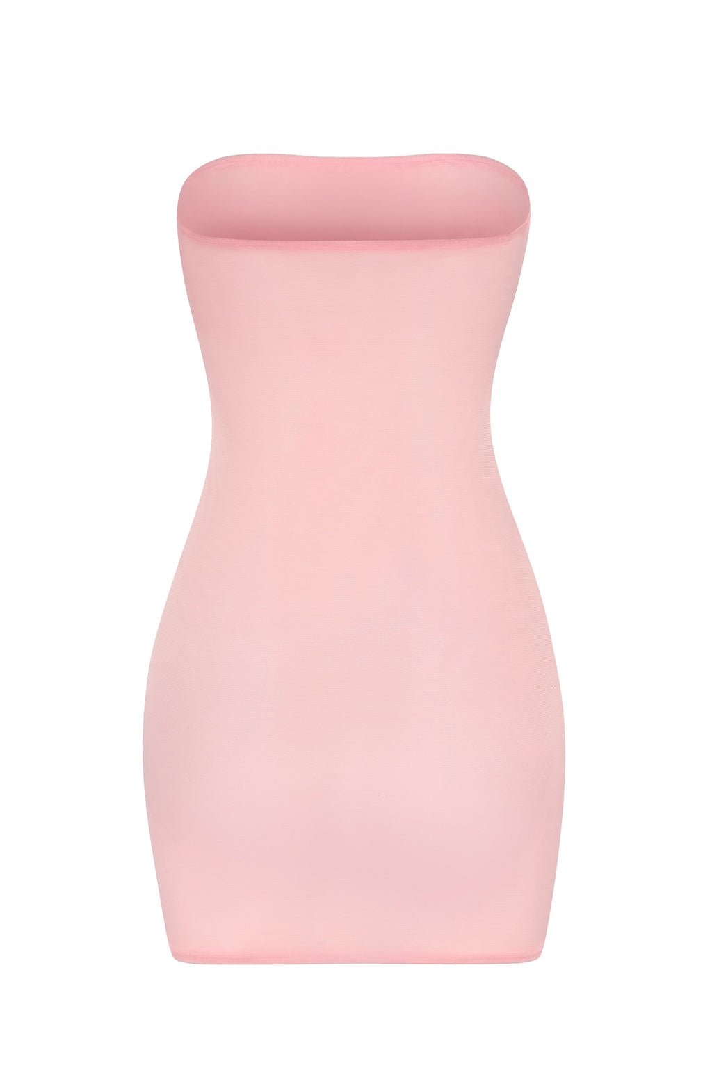 Soft Sheer-Mesh Bandeau Mini Slip Dress in Pink