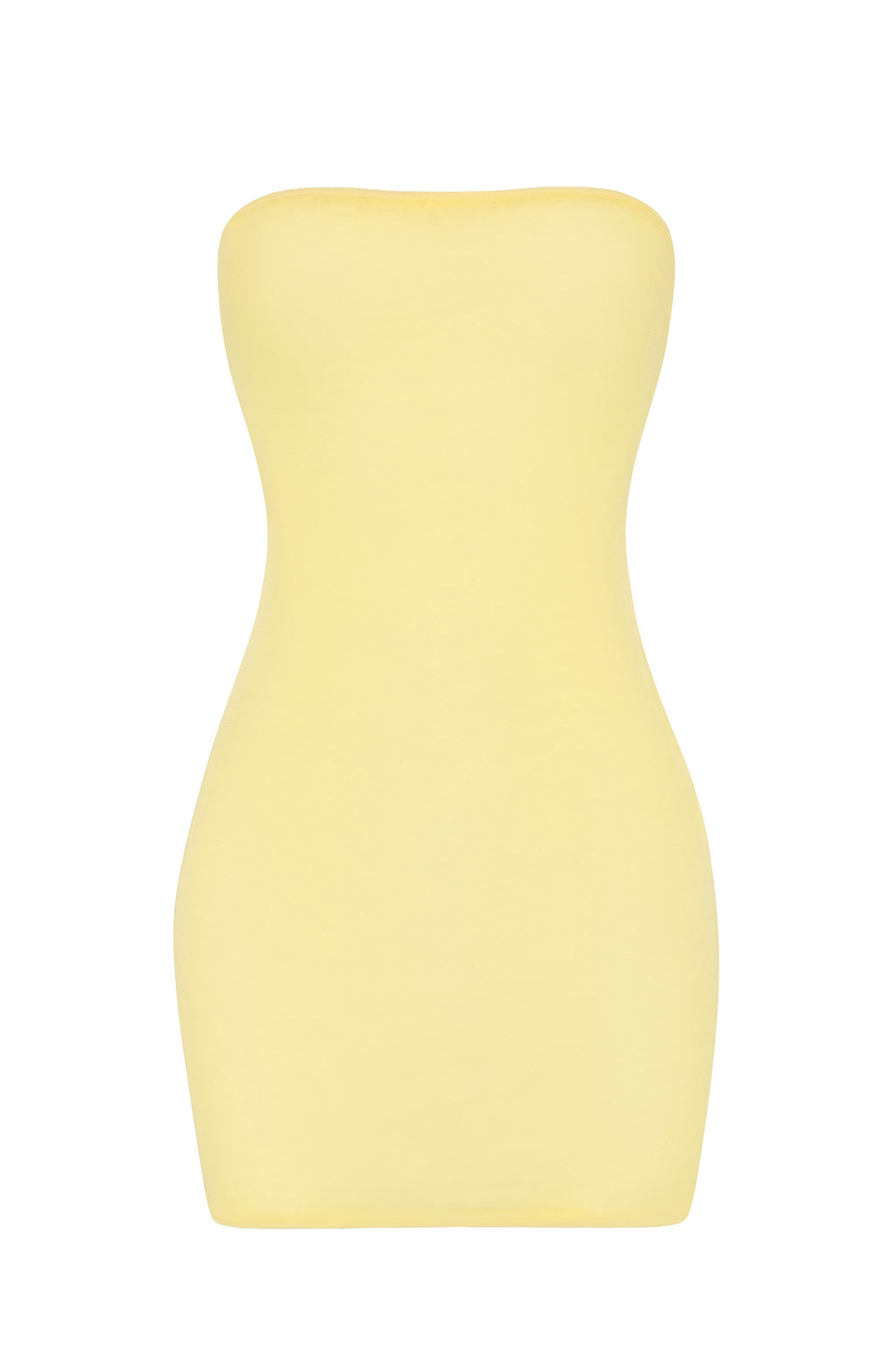 Soft Sheer-Mesh Bandeau Mini Slip Dress in Yellow
