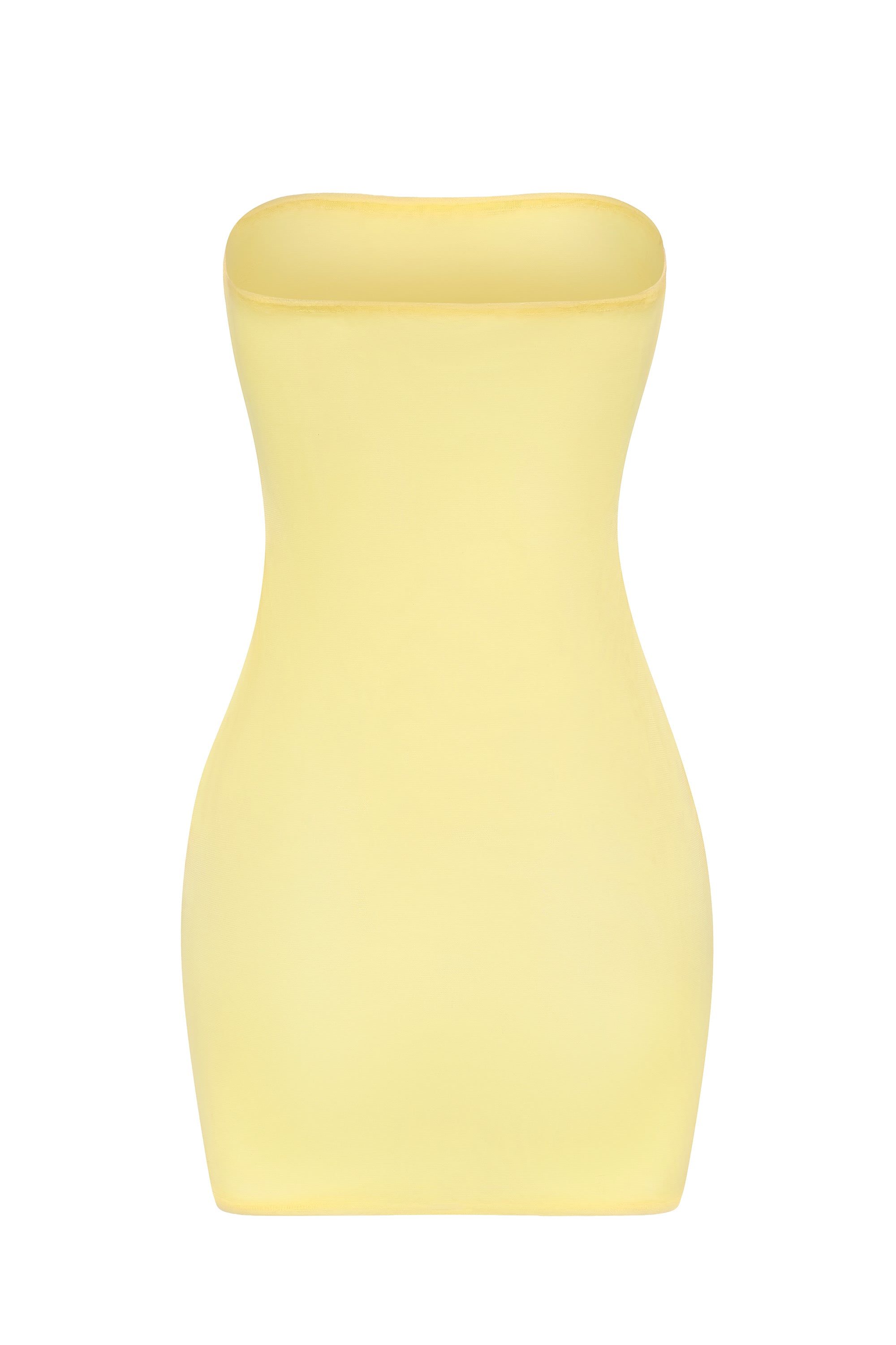 Soft Sheer-Mesh Bandeau Mini Slip Dress in Yellow