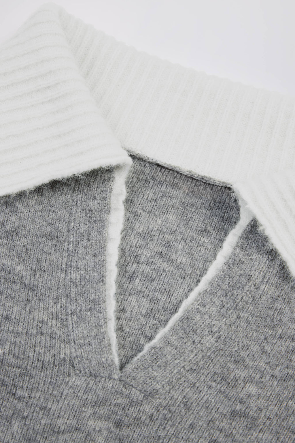 Soft Knit Layered Collar Cropped Jumper in Grey