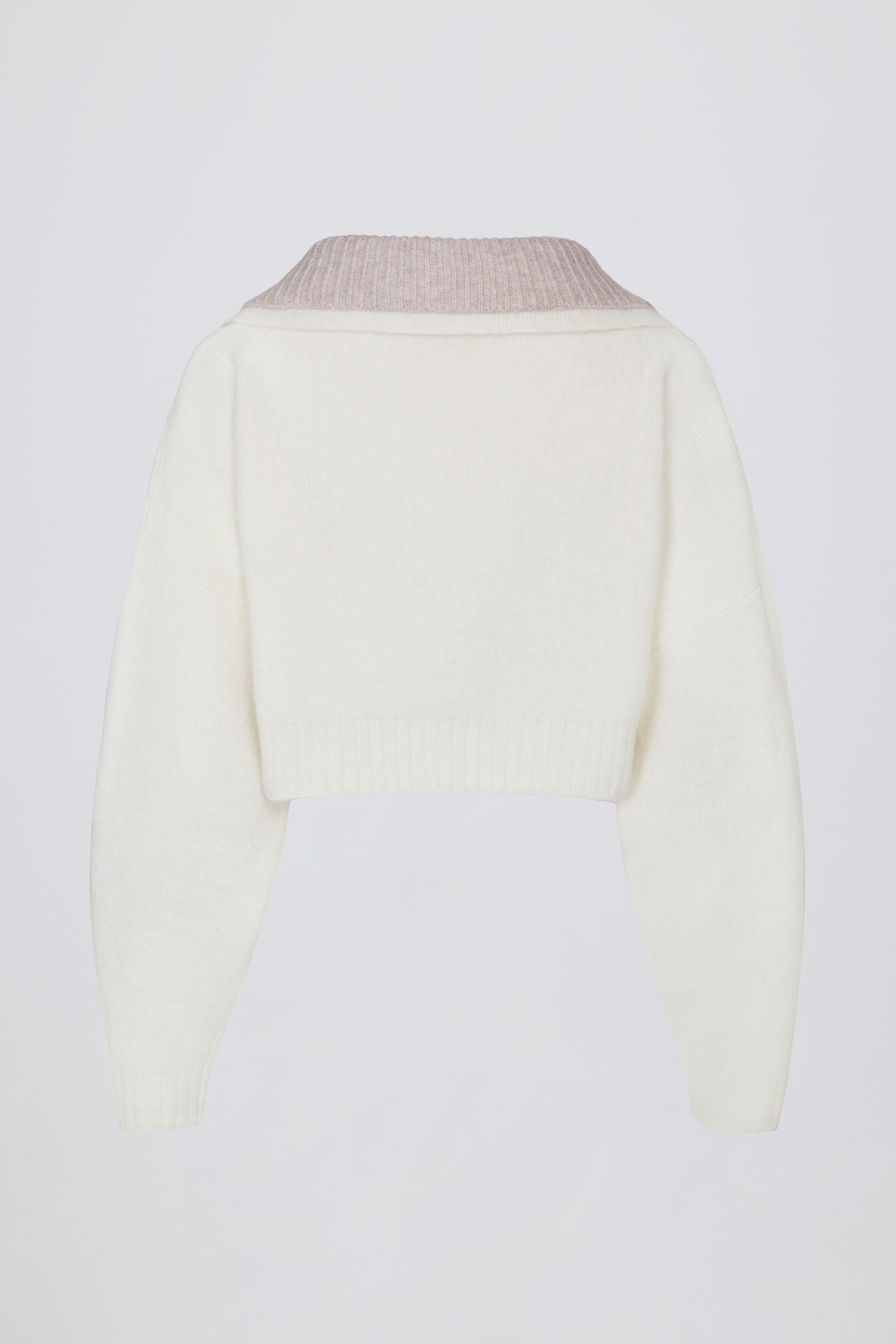 Soft Knit Layered Collar Cropped Jumper in Ivory