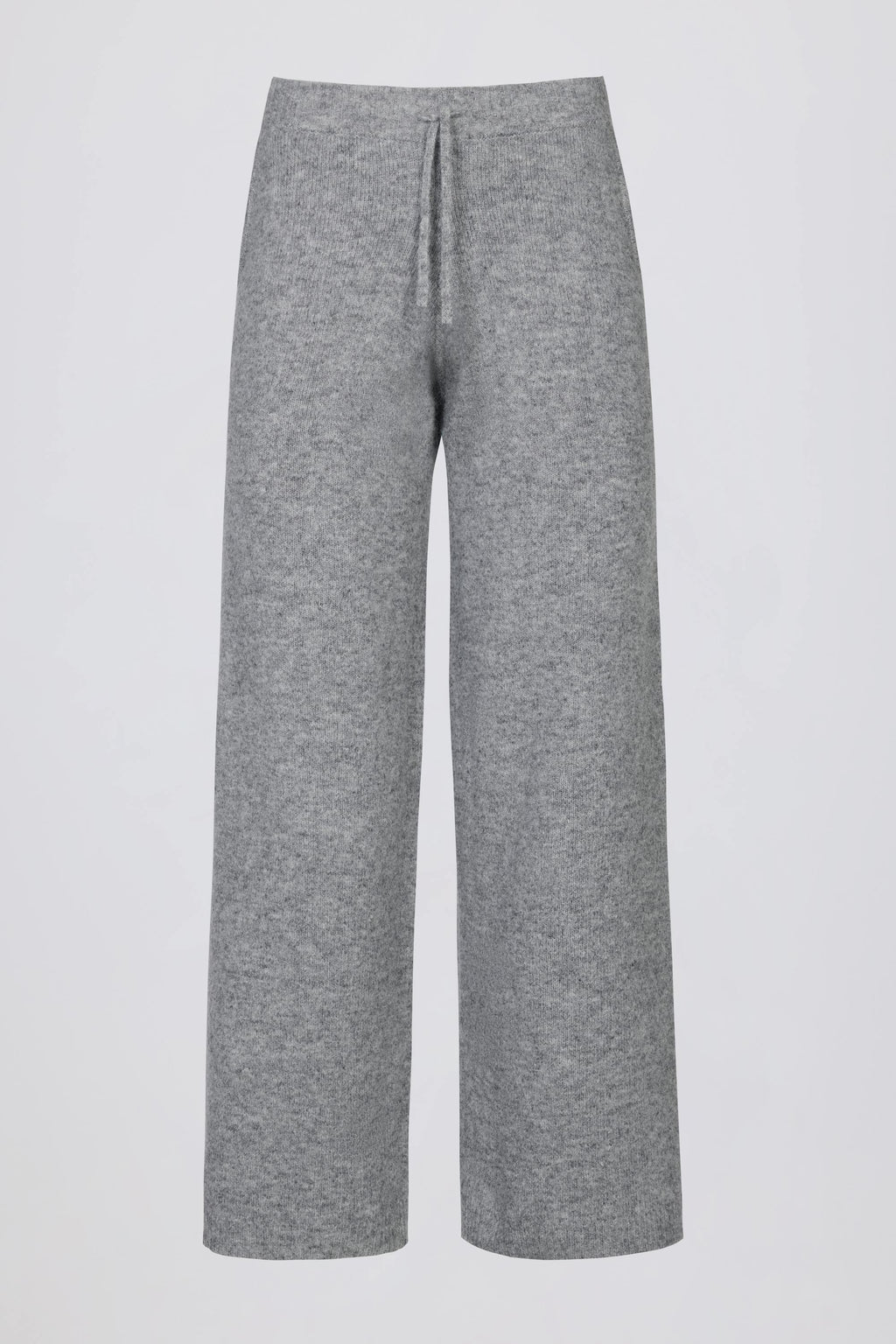 Knit Mid-Rise Wide-Leg Joggers in Grey