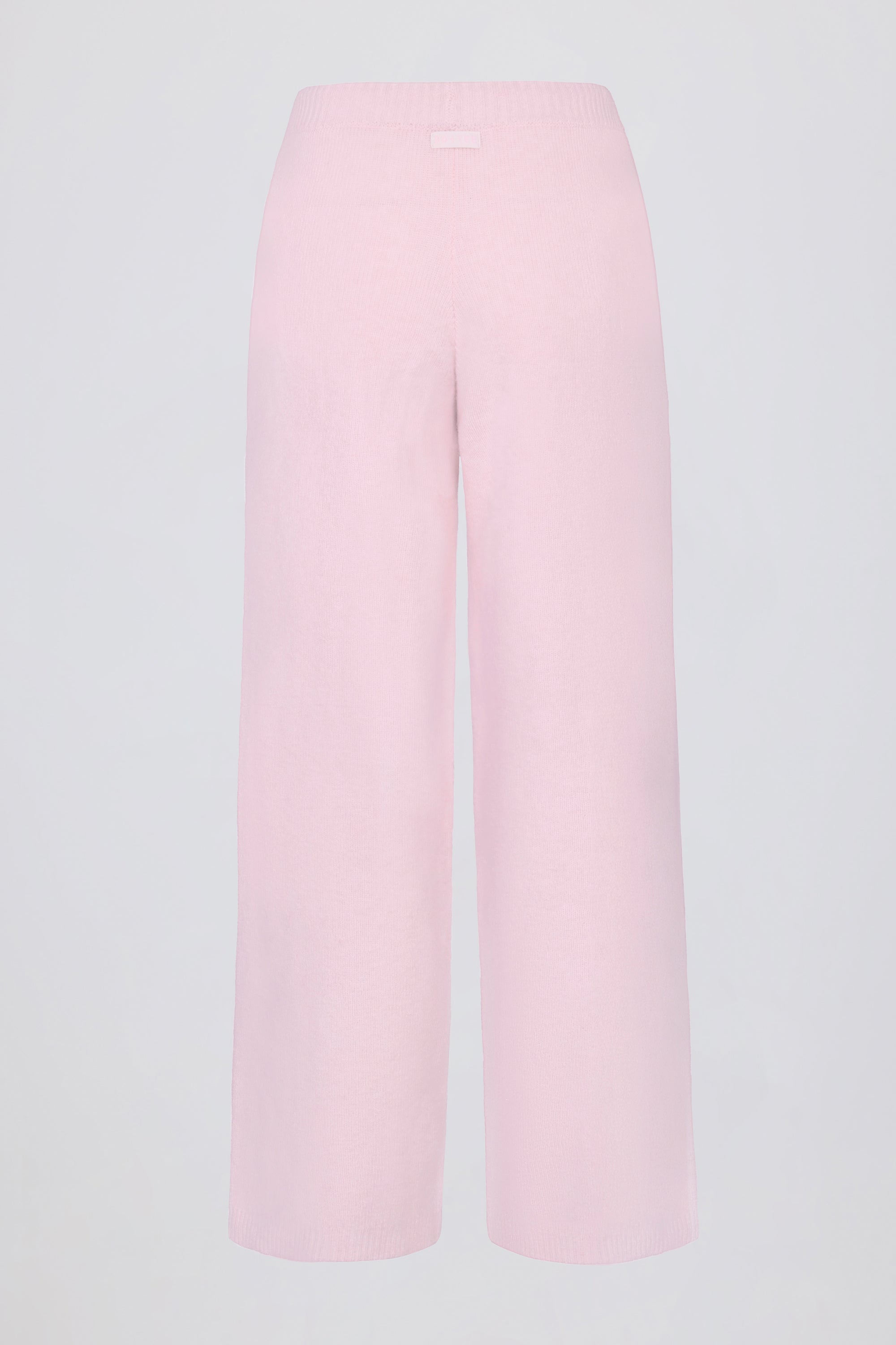 Knit Mid-Rise Wide-Leg Joggers in Soft Pink