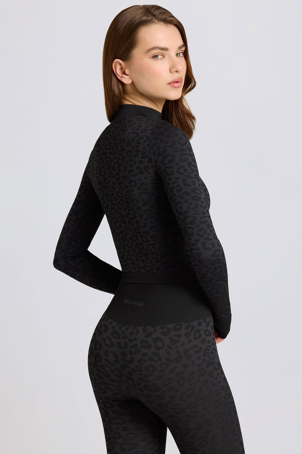 Thermal Long Sleeve Top in Black Leopard