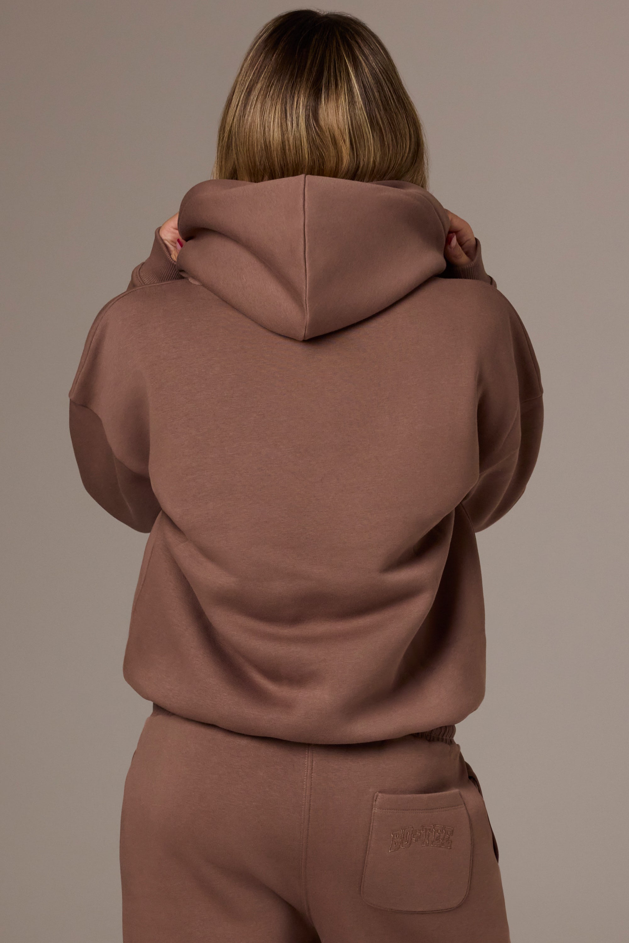 Embroidered Oversized Hoodie in Cocoa