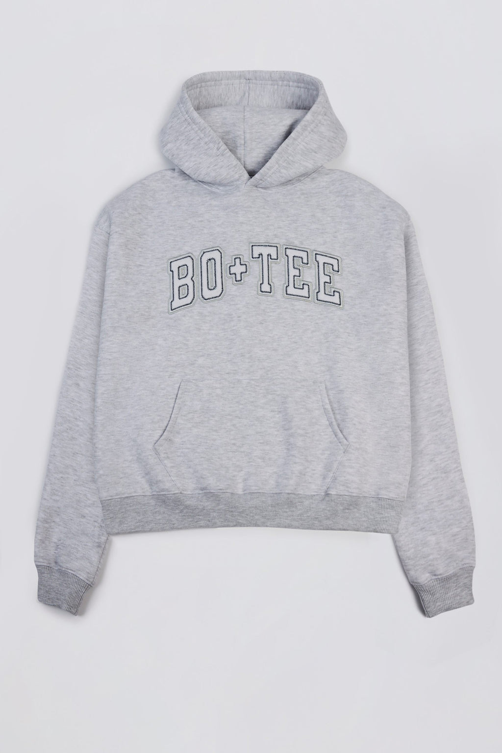 Embroidered Oversized Hoodie in Grey Marl
