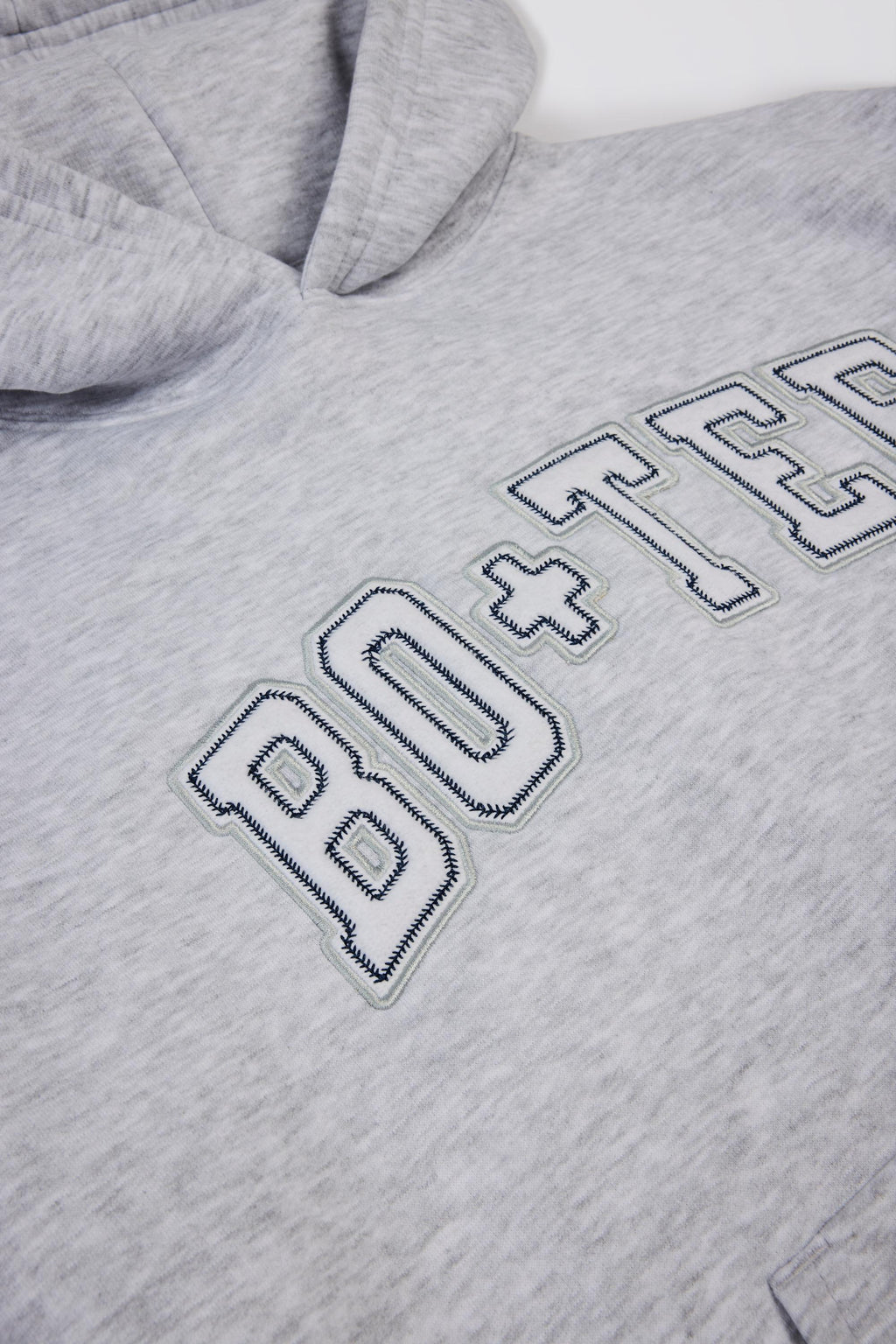 Embroidered Oversized Hoodie in Grey Marl