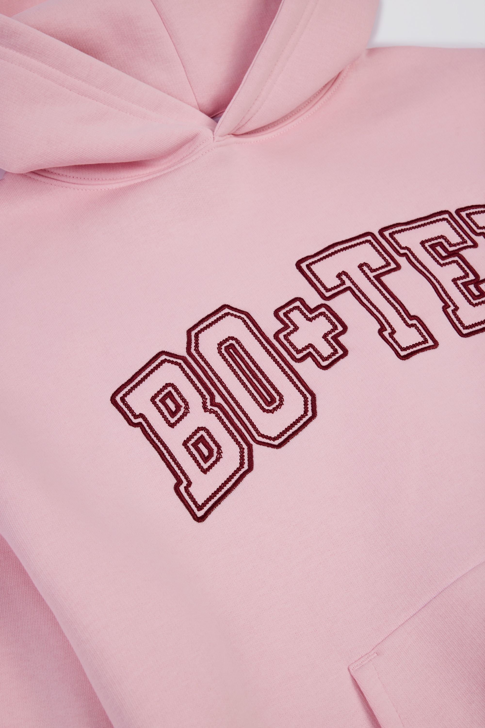 Embroidered Oversized Hoodie in Powder Pink