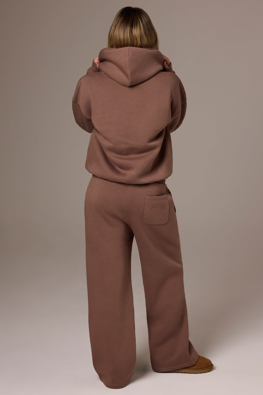 Brushed Jersey Wide-Leg Joggers in Cocoa
